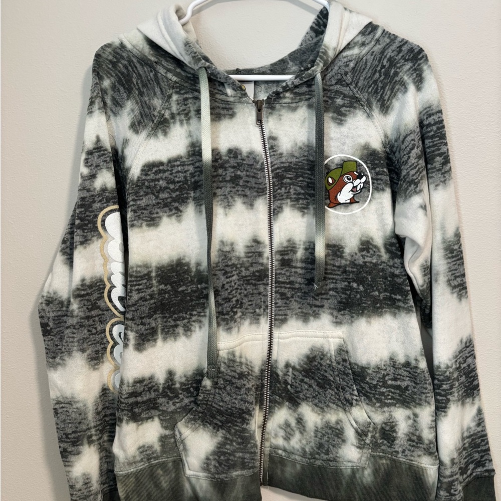 NWT Buckeyes Grey and White Tie Dye Zip Up